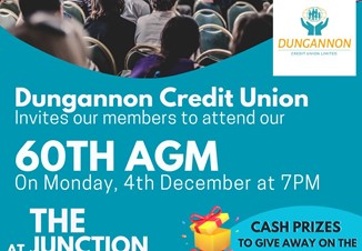 Dungannon Credit Union AGM 4th Dec 7pm @ The Junction
